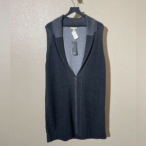 Eileen Fisher Gray Sleeveless Hooded Cardigan